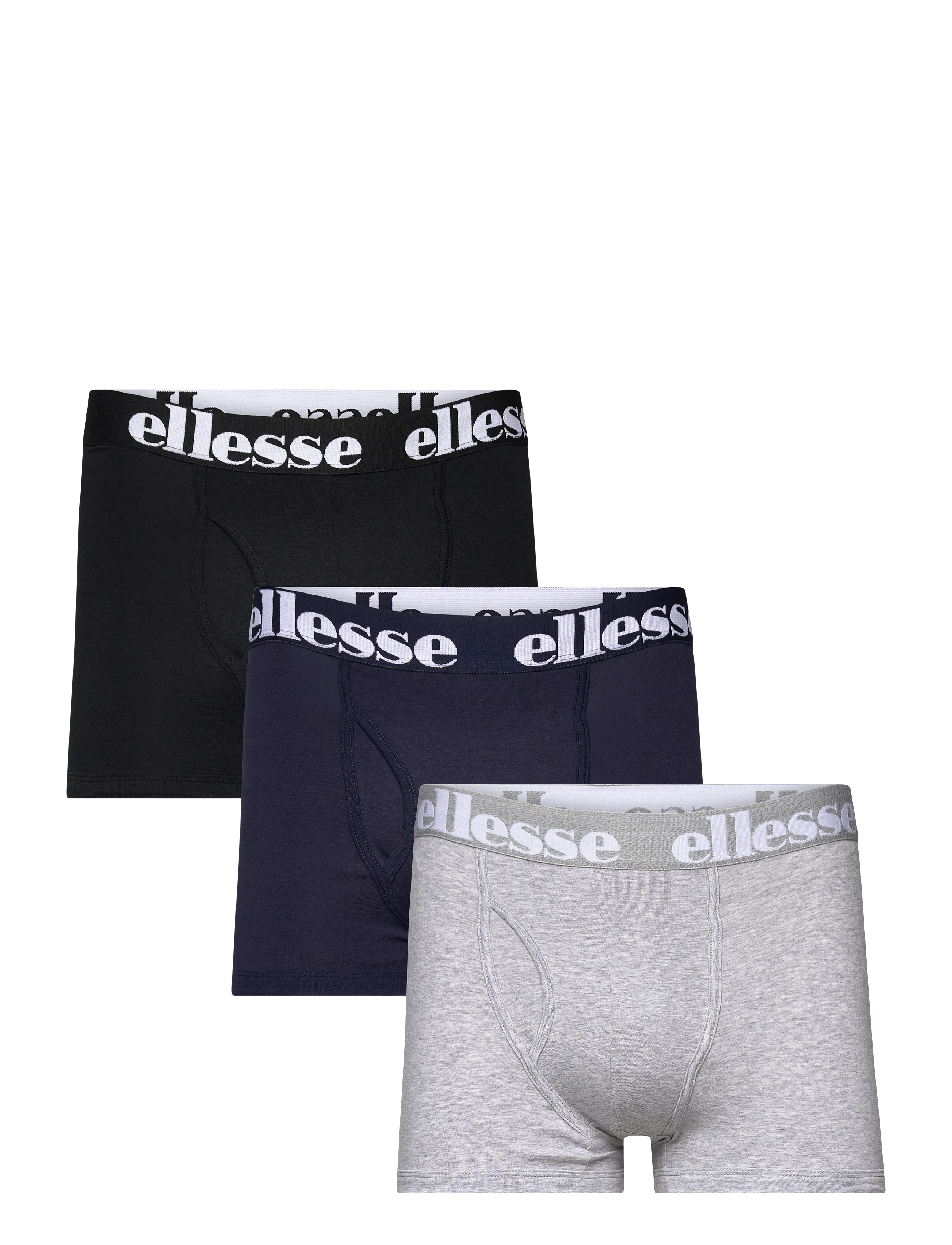 Ellesse Men's Hali 3 Pack Trunks Black/Grey/Navy