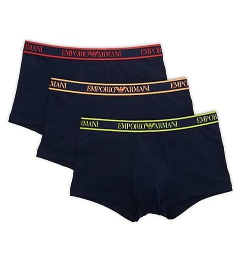 Emporio Armani 3 Pack Trunks - Stretch Cotton - Blue Marine