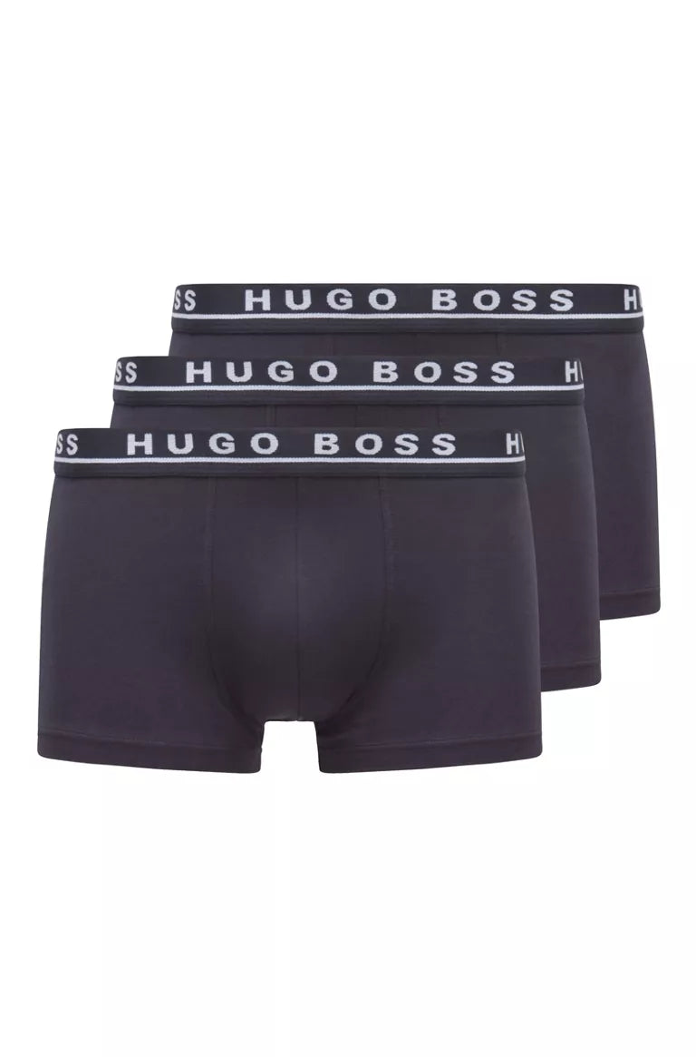 Hugo Boss Stretch Cotton Boxer Trunks, Pack of 3 - Dark Blue