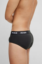 Hugo - 3 pack Stretch Cotton Briefs - Black with Logo in White