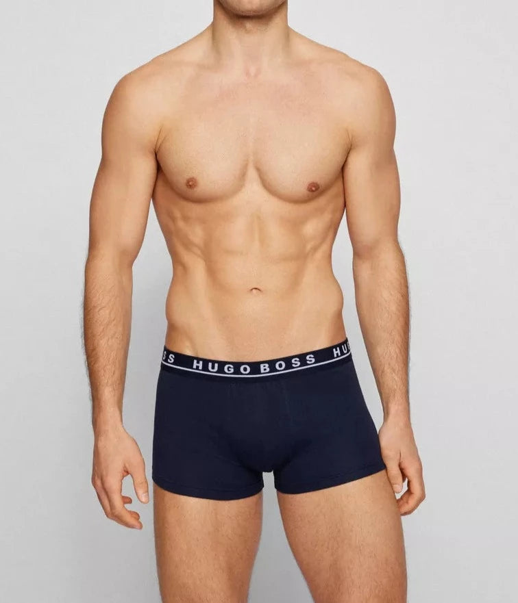 Hugo Boss 5 Pack Cotton Stretch Trunks with Logo Waistbands - Black/White/Blue