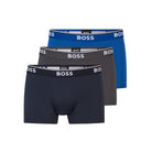 Boss - 3 Pack of Stretch Cotton Trunks - Black/Grey/Blue