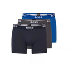 Boss 3 Pack of Stretch-Cotton Boxer Briefs - Black/Grey/Blue