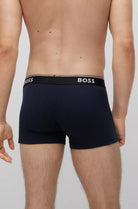 Boss 3 Pack of Stretch-Cotton Trunks with Logo Waistbands -Black/Blue - 974