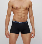 Boss 3 Pack of Stretch-Cotton Trunks with Logo Waistbands -Black/White/Red