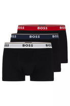 Boss 3 Pack of Stretch-Cotton Trunks with Logo Waistbands -Black/White/Red