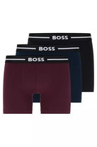 Boss 3 Pack of Stretch-Cotton Boxer Briefs - Dark Blue/Red