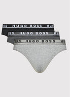 Hugo Boss Stretch Cotton Briefs Pack of 3 – Black with Grey