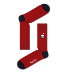 Smiley Santa Crew Ribbed Embroidery Sock - Happy Socks