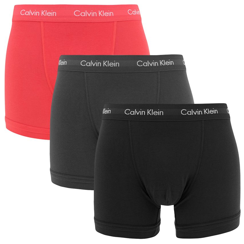 Calvin Klein 3 Pack Men's Trunks - BLACK/ CORAL LIP/ PHANTOM