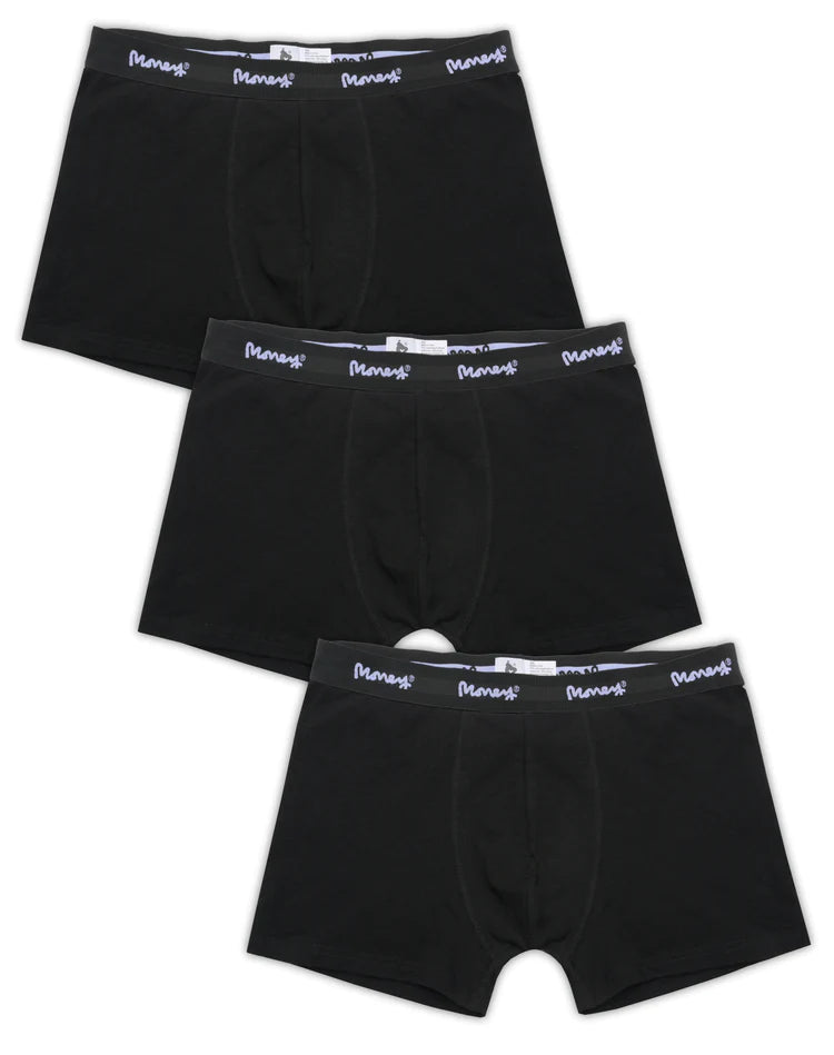 Money Clothing Cotton Stretch Boxer Short - Triple Black Trunks