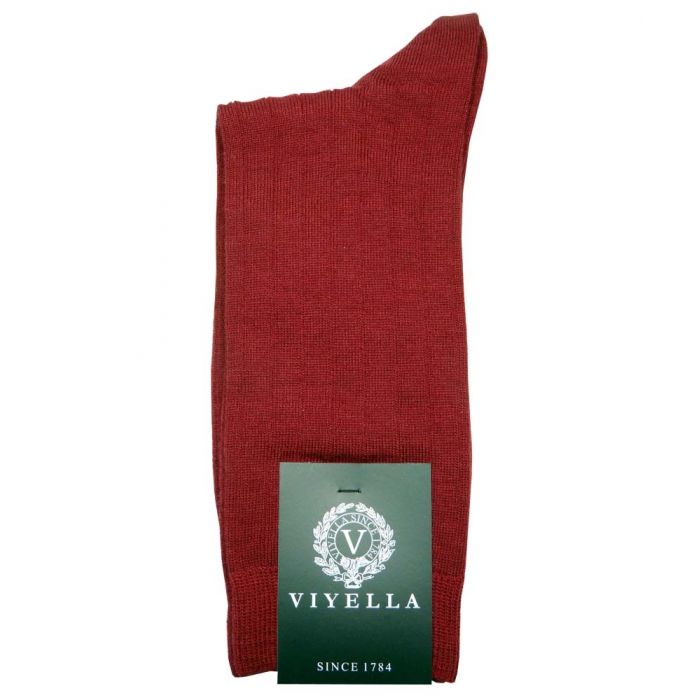 Viyella Mens Wool Short Ribbed Sock – Wine