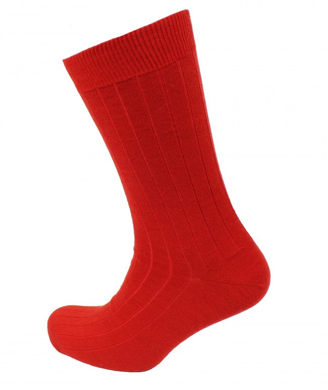 Viyella Mens Wool Short Ribbed Sock - Poppy Red