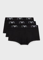 Emporio Armani 3 Pack Trunk - Stretch Cotton with Core Logo - Black