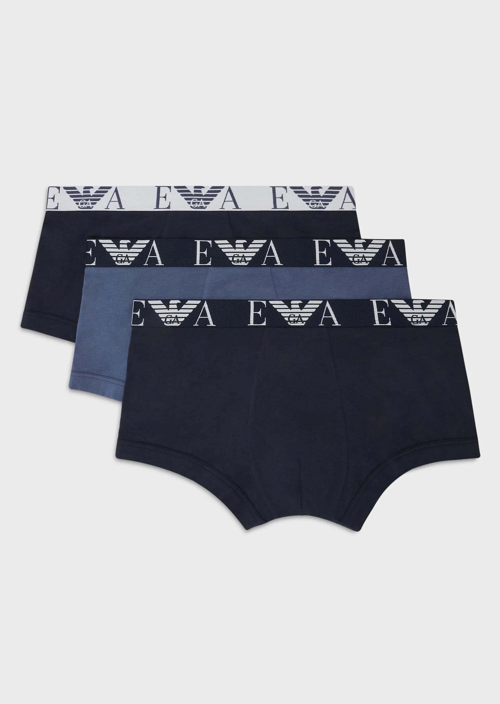 Emporio Armani 3 Pack Trunk - Stretch Cotton with Core Logo - Navy blue