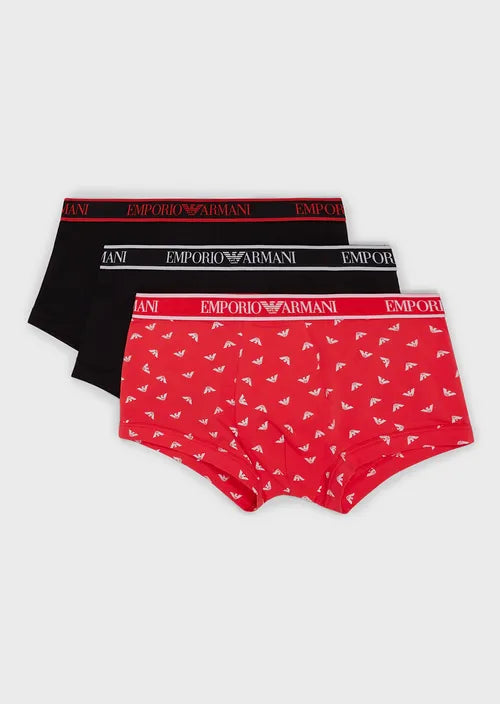 Emporio Armani 3 Pack Trunks - Stretch Cotton -BRB